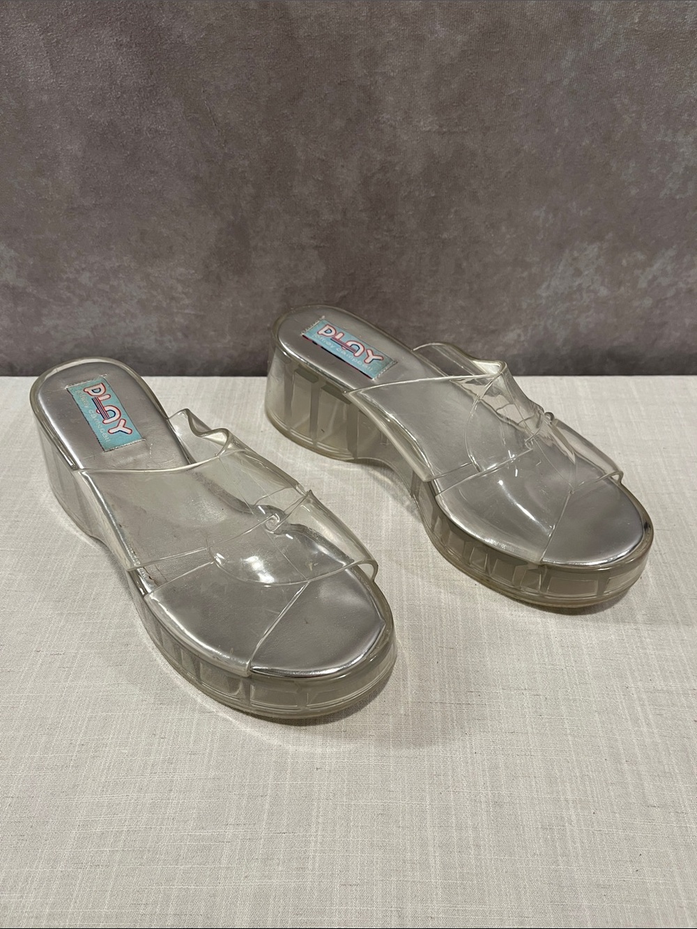 Jeffrey Campbell Play Clear Platform Slide Sandals - Transparent size 10